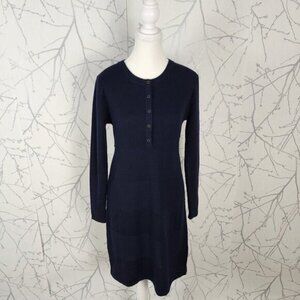Harris Wilson Navy 100% Merino Wool Popover Gabriela Sweater Dress